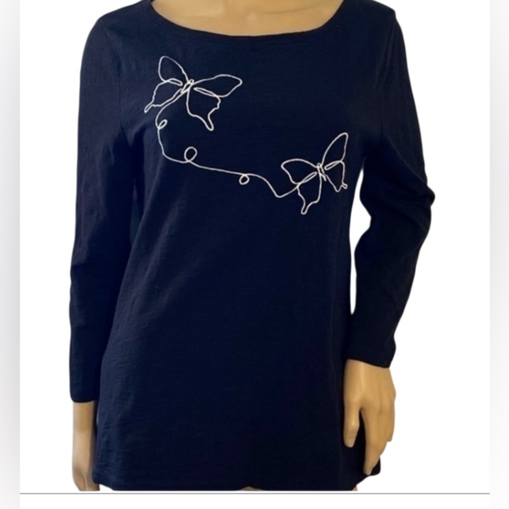 Talbots black white sweater shirt size M